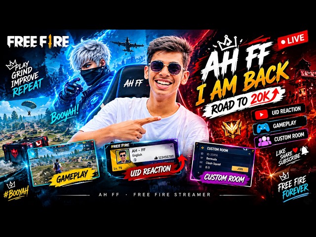 🎯 AHFF || Free Fire Live – ID REACTION + Custom Room & Game Play 🔥