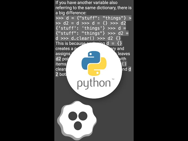 Difference between dict.clear() and assigning {} in Python #shorts