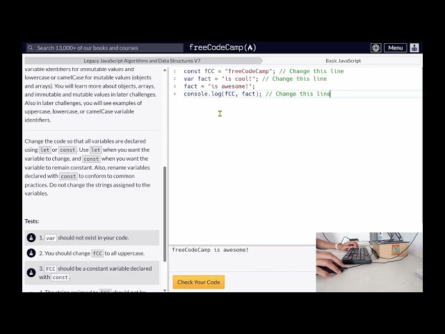 Code With Me: FreeCodeCamp (No talking) | JavaScript Legacy V7 | Part 1