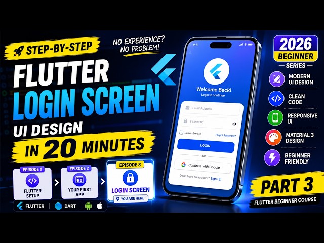 Build a Beautiful Flutter Login Screen 🔥 | Flutter Beginner Course Episode 3 🚀