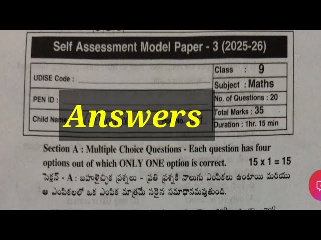 9th class maths fa3 question paper with answers 2025 - 2026