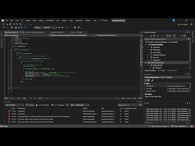 Winforms - ExceptionHelper