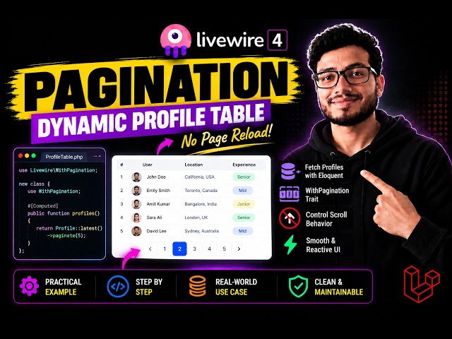 Livewire 4 Pagination: Build Reactive Data Tables | Ep 17