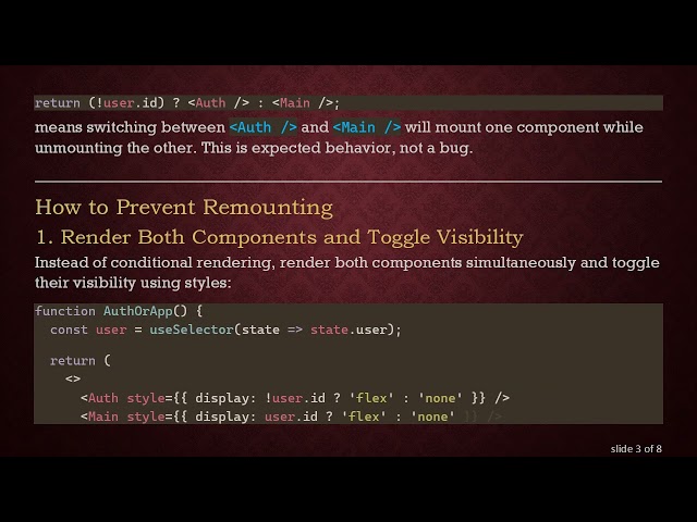 How to Make React Components Mount Only Once Using Auth and Main Screens