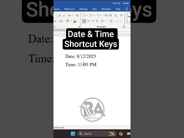 MS Word - Date & Time Shortcut Keys ll Bivash Academy