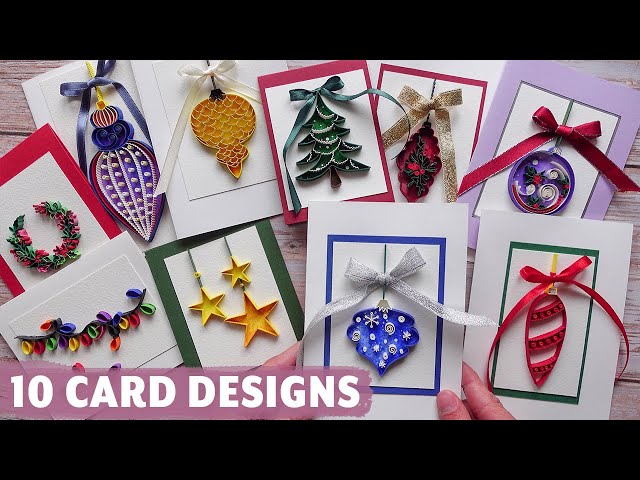 10 Simple Quilling Christmas Cards (for beginners and advanced) | Paper Arts and Crafts