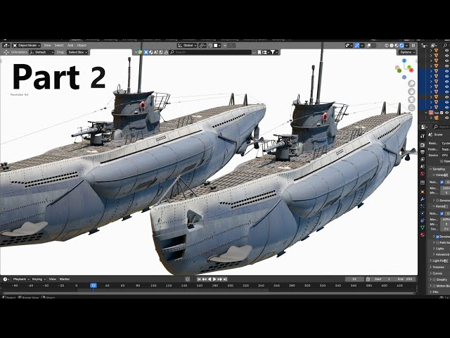 German WW 2 Submarine 3D modeling process.( Type VII) Blender. Part 2.