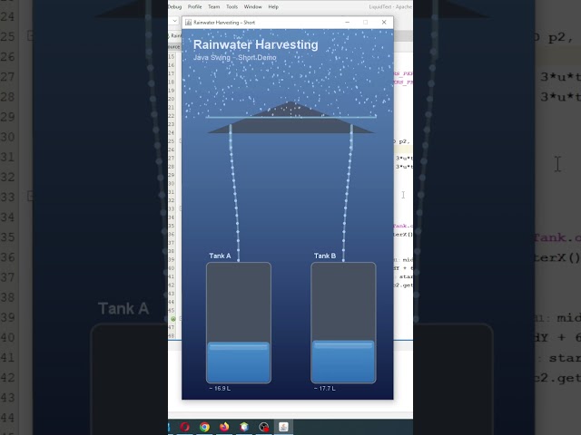 Rainwater Harvesting Simulation in Java Swing | Amazing Water Tank Animation #shorts