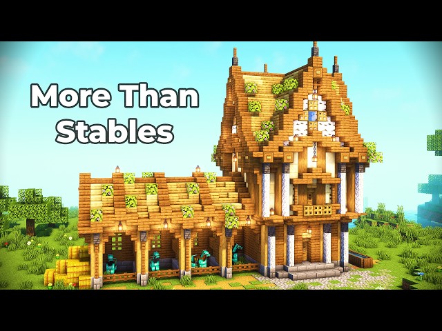 How to Build Minecraft Medieval Stables 🐎 Minecraft Tutorial (Hidden Escape!)