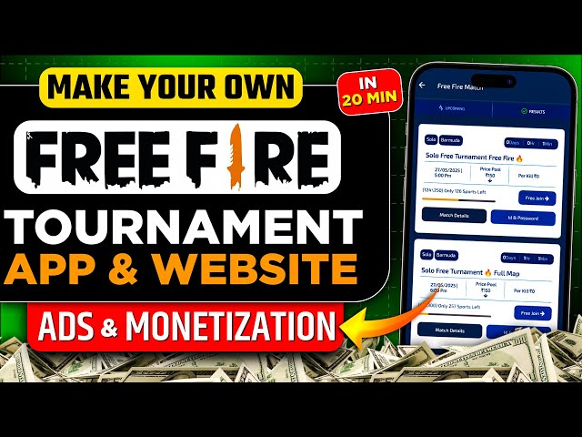 Make an Android Apps & Website with AI in 20 Minutes | Monetize with Ads | Free Fire Tournament