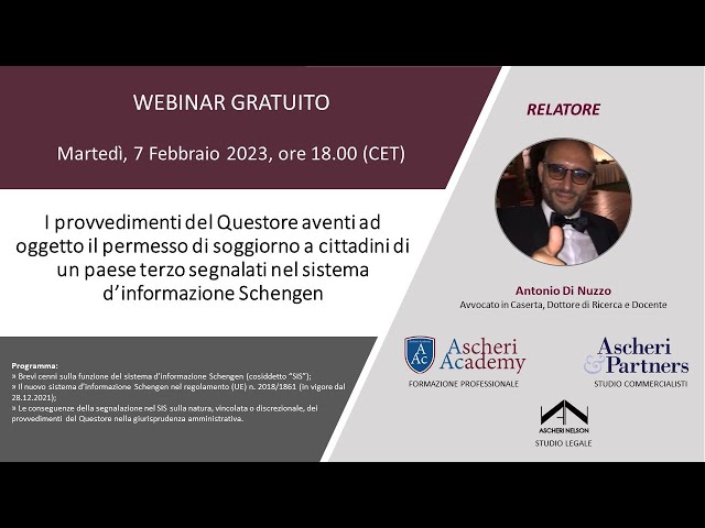 Webinar: I provvedimenti del Questore aventi ad oggetto il permesso di soggiorno (...)