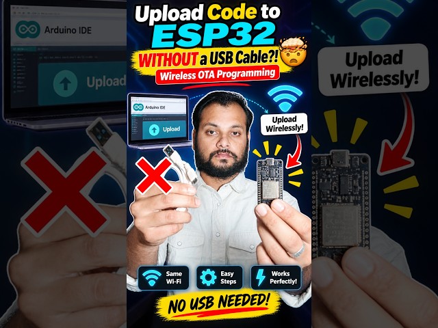😱 Upload Code to ESP32 WITHOUT a USB Cable?! 🤯 | Wireless OTA Programming
