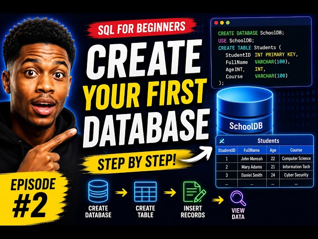 SQL Tutorial #2 Episode 2: Create Your First Database, Table & Records