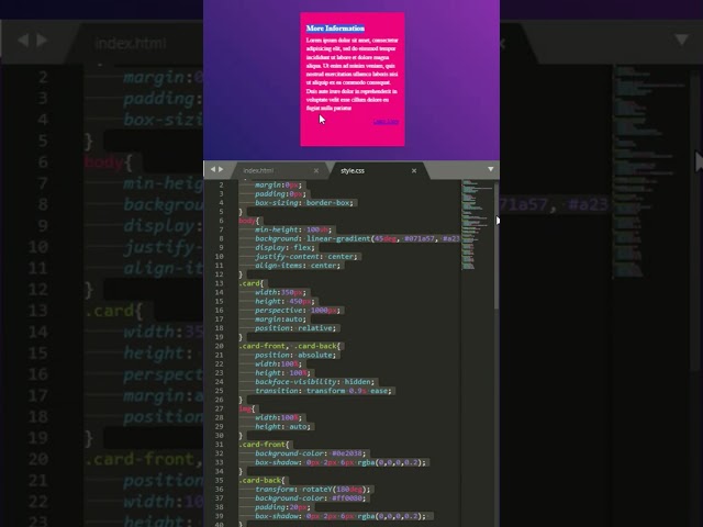 CSS Flip Card On Hover Effect #shorts