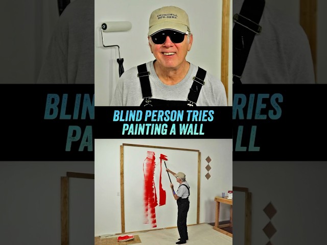 Blind Person Tries Painting A Wall