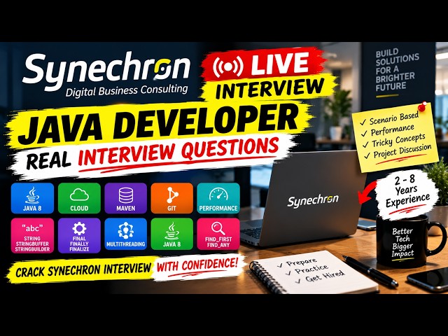 Synechron Java Developer LIVE Interview | Java 8 | Cloud | Multithreading | Maven | Git