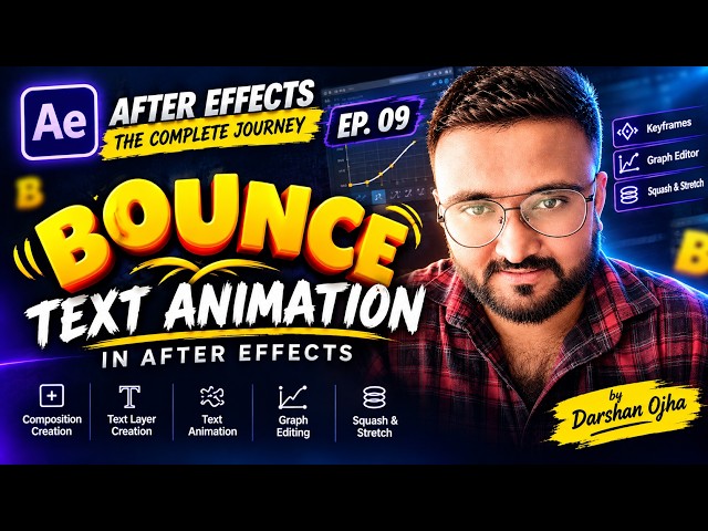 EP. 09 – Bounce Text Animation in After Effects | Graph Editor & Squash and Stretch Tutorial
