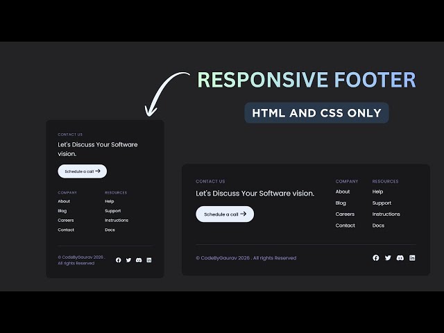 Create a Responsive Footer with HTML & CSS | No JavaScript | Step-by-Step