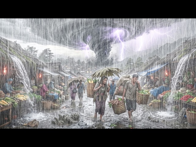 VERY BAD!! 🌪️⚡ Terrifying Storm Night! Heavy Rain and Thunder Shake Homes Across the Village 🌧️