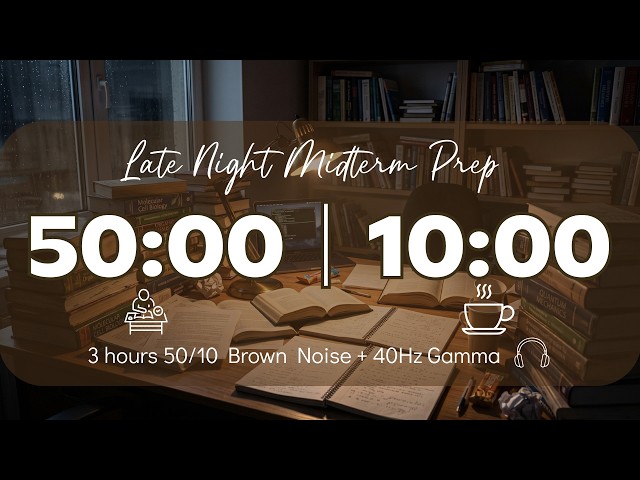 Day 29/30: 50/10 Pomodoro Timer with Brown Noise 🎧 3-Hour Study with Me for Deep Focus & ADHD ✨