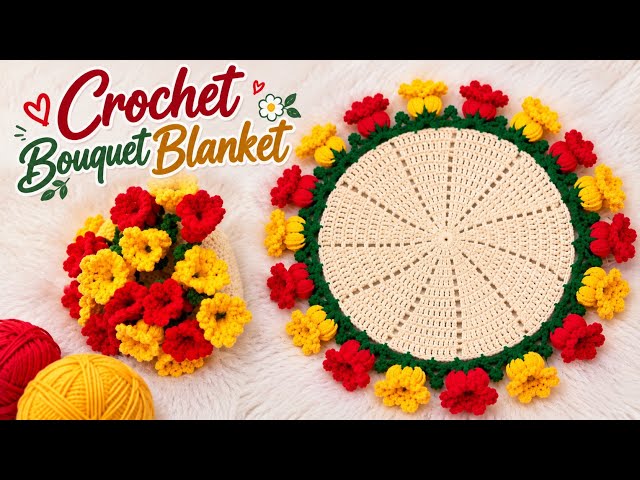 Easy Crochet flowers Bouquet Blanket  | how to crochet a lily bouguet blanket.