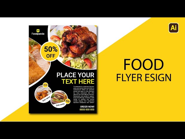 Flyer Design Illustrator | Restaurant Flyer Design | Food Flyer Design Illustrator Bangla Tutorial