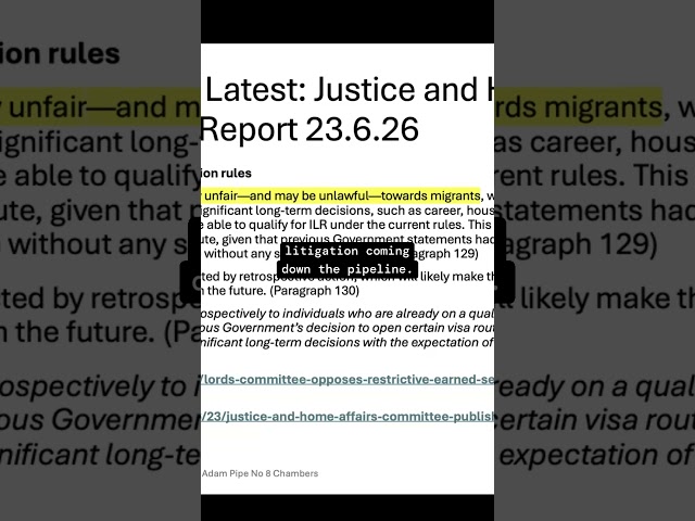 Earned Settlement: Justice and Home Affairs Committee on retrospective changes to ILR  #immigration