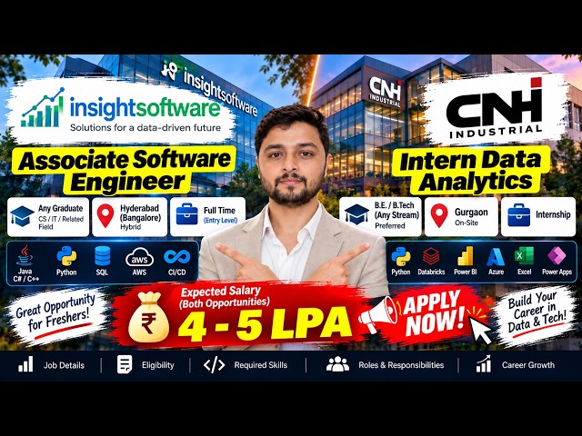 🚀 insightsoftware & CNH Hiring 2026 | ₹4-5 LPA | Software + Data Analytics | Freshers & Interns