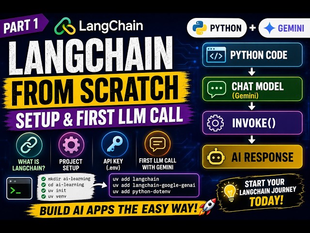 LangChain Tutorial for Beginners 🚀 | Setup & First LLM Call with Python + Gemini
