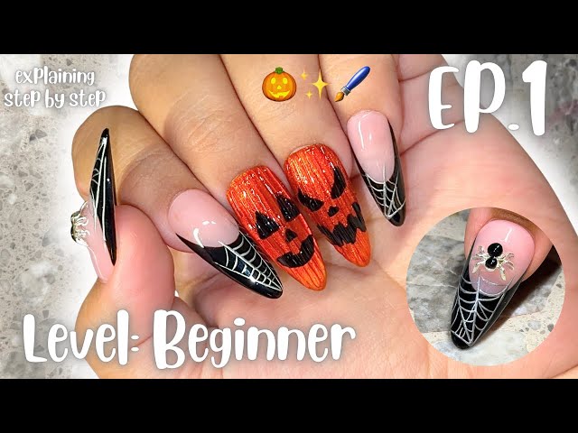 Nail Art Class: Ep.1 BEGINNER Learn with me step by step! 3D Pumpkin 🎃 Halloween Nails 💅🏼 