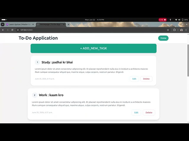 Project 001 | To - Do Application | Django