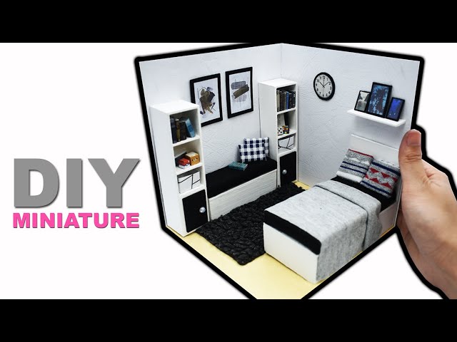 DIY Miniature Dollhouse Room #13: Simple Bedroom for Boy | Manilature