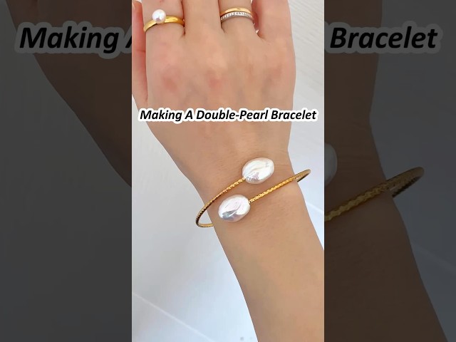 Natural pink pearls on non-fading gold cuff bracelet ✨