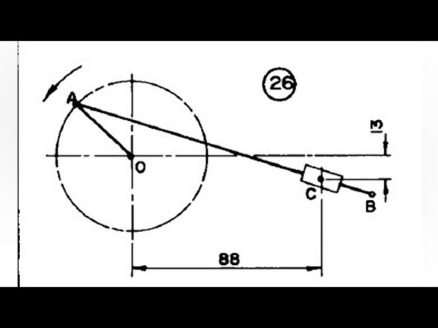 CRANK MECHANISM - link mechanism 4 in | Technical drawing | Engineering drawing