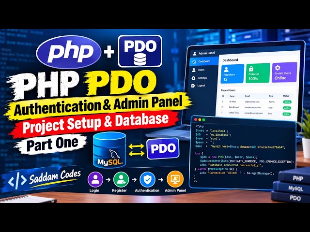 PHP PDO Authentication & Admin Panel - Project Setup & Database - Part One - Saddam Codes