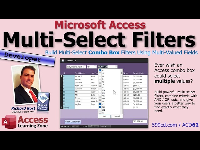 Build Multi Select Combo Filters With AND OR Logic Using VBA in Microsoft Access