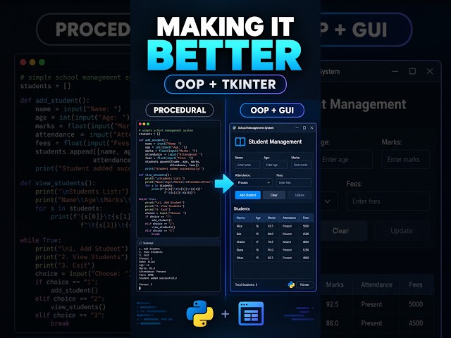 I Made My Python School Management System Better 🚀 | OOP + Tkinter |Marwan Coding