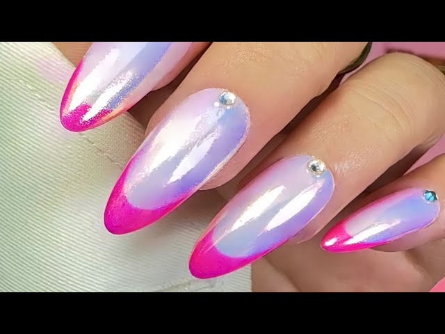 Barbie French Nail Design Tutorial with Chrome Powder - Stunning Nail Art DIY