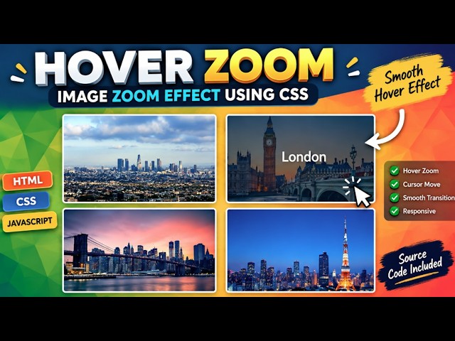 Mouse Hover Zoom Effect Using Css, Hover Transition Effect, Hover Image Css, Cursor Move