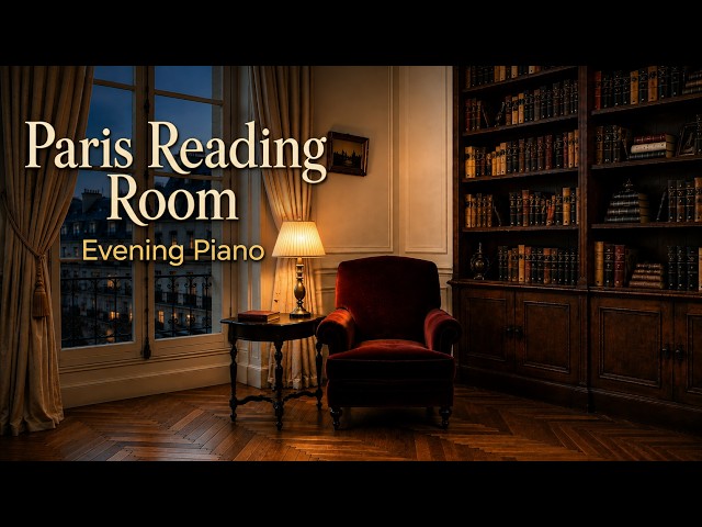 A Quiet Parisian Reading Room at Blue Hour | 3 Hours of Evening Piano for Reading