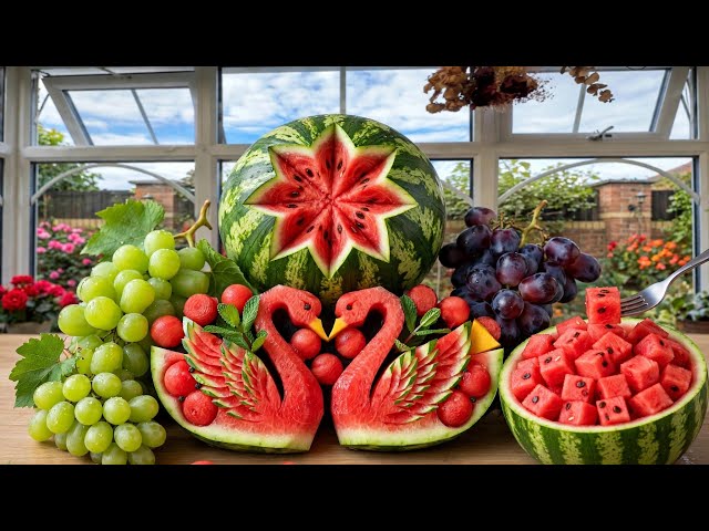 Easy Watermelon Carving Tutorial 🍉 Impressive  Fruit Art & Party Centerpiece Ideas 