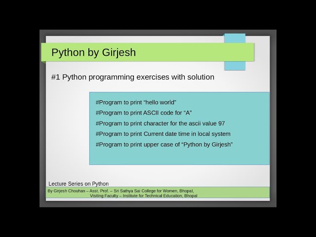 Q.1 to Q.5 Python - Solved Practice Exercises - related to print()