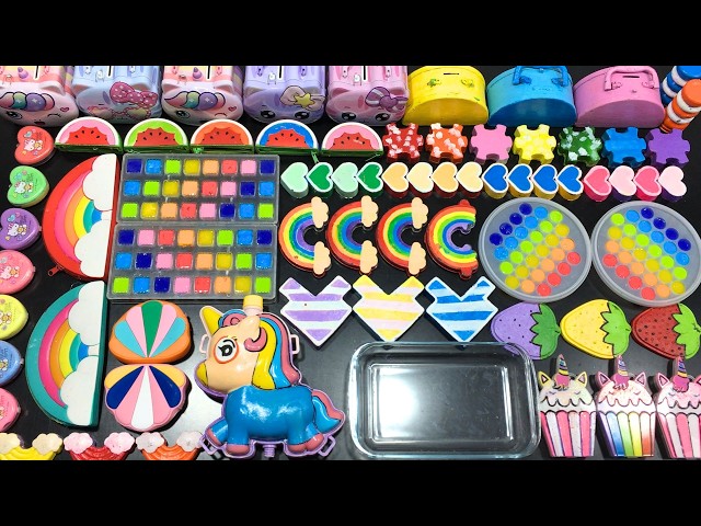 RELAXING WITH UNICORN VS COLORFUL SLIME ! Mixing MAKEUP, CLAY & Glitter into Slime !!!