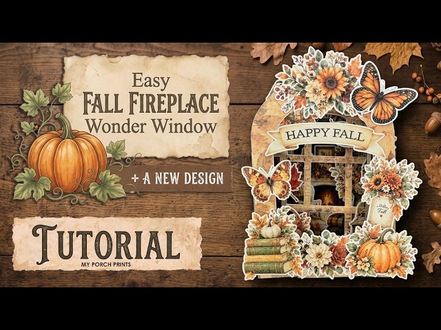 Easy Fall Themed Wonder Window Card Tutorial + NEW TECHNIQUE🍂 | Junk Journaling & Papercrafts