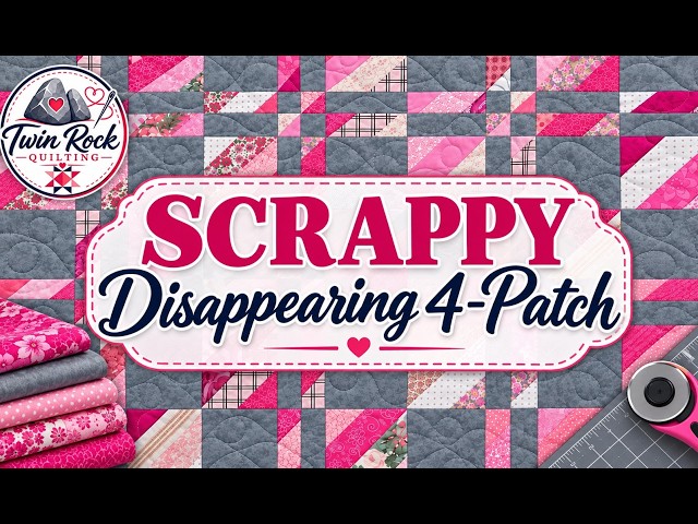 Scrappy Disappearing 4-Patch Quilt | Easy Scrap-Busting Tutorial.