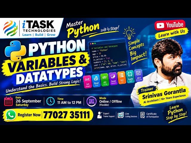 Python Variables and Datatypes for Beginners | Learn Python with Srinivas Gorantla