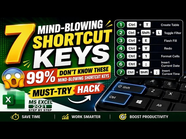 7 Mind-Blowing Excel Shortcut Keys 99% Don't Know! 😱 Must-Try Hacks | MS Excel 2021