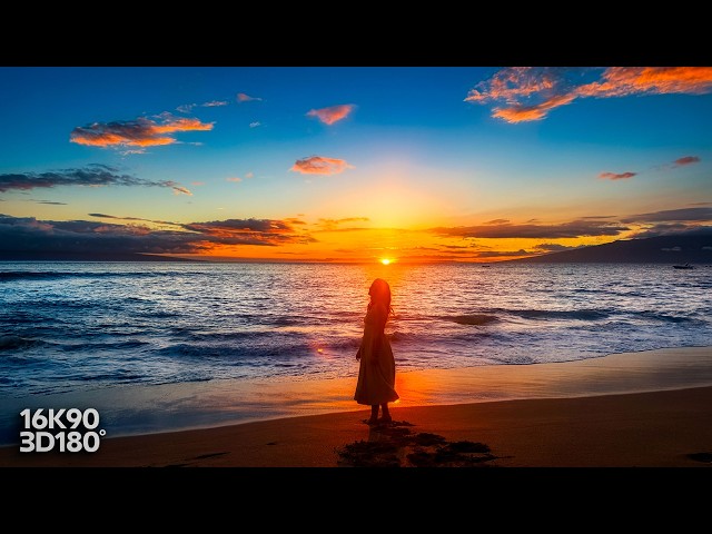 Relaxing Maui Sunset in 8K 3D VR180 | Natural Ocean Soundscape (Spatial Audio)