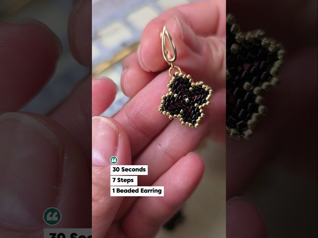 30 Seconds • 7 Steps • Beaded Earrings Tutorial  #shorts #beadingtutorials #beadwork #beads