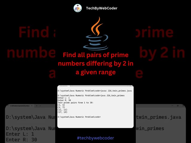 Day 26: Twin Primes Number in Java